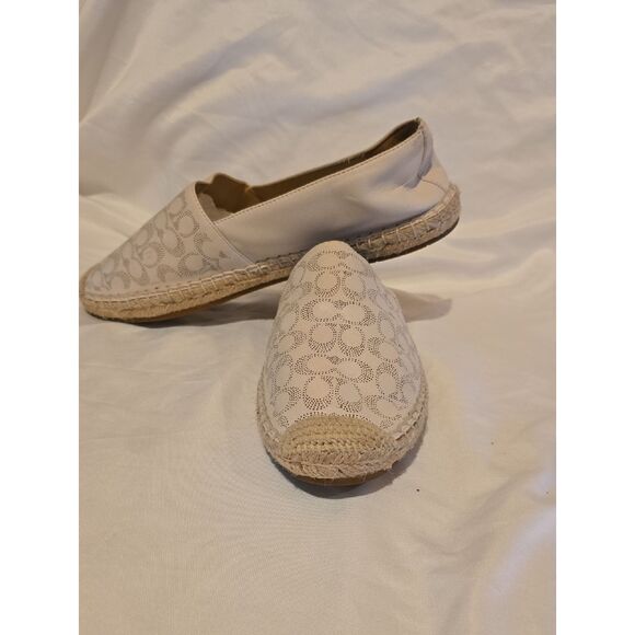 Coach Shoes - Coach Cream Logo Espadrille Slip-On Flats Size 9